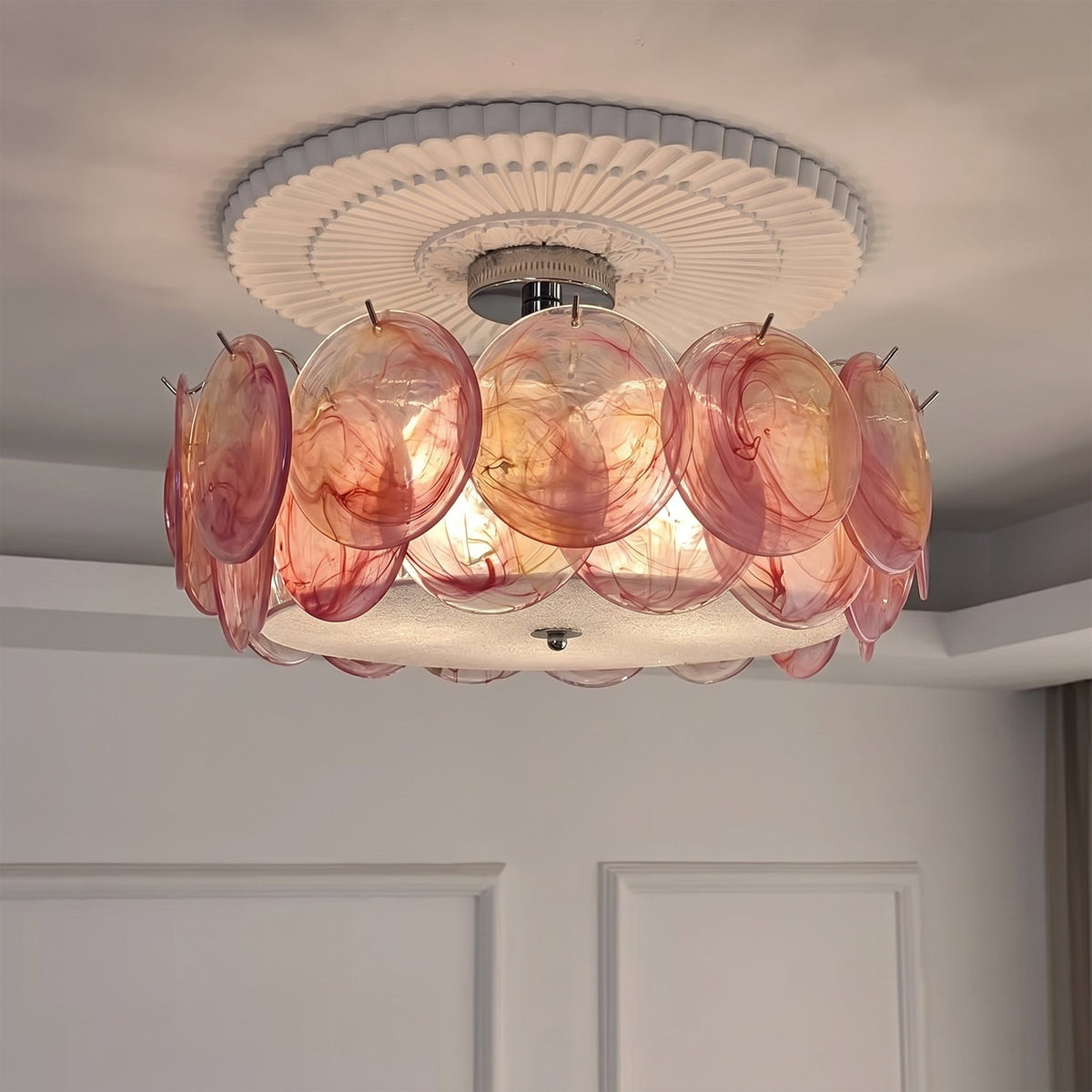 Flush Mount Ceiling Light Fixture with Glass Shade, Modern LED Compatible Semi-Flush Ceiling Lamp for Bedroom Kitchen Hallway Dining Room | Lonoma