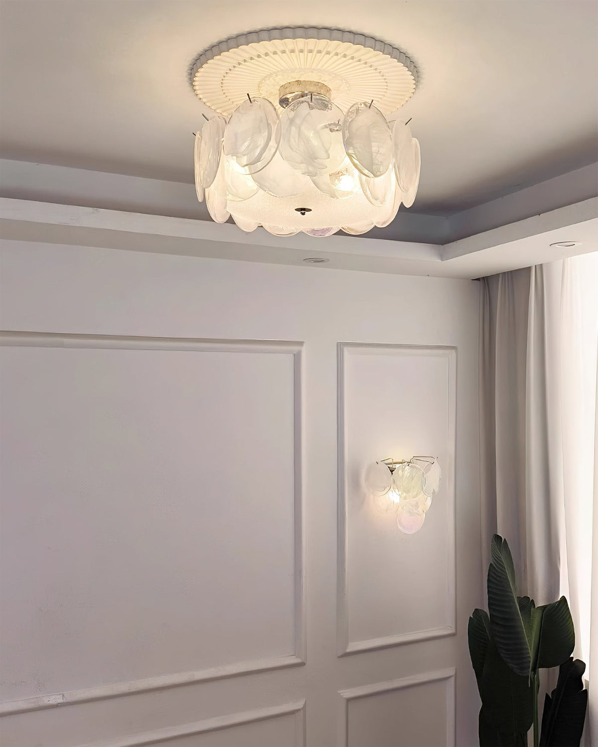 Flush Mount Ceiling Light Fixture with Glass Shade, Modern LED Compatible Semi-Flush Ceiling Lamp for Bedroom Kitchen Hallway Dining Room | Lonoma