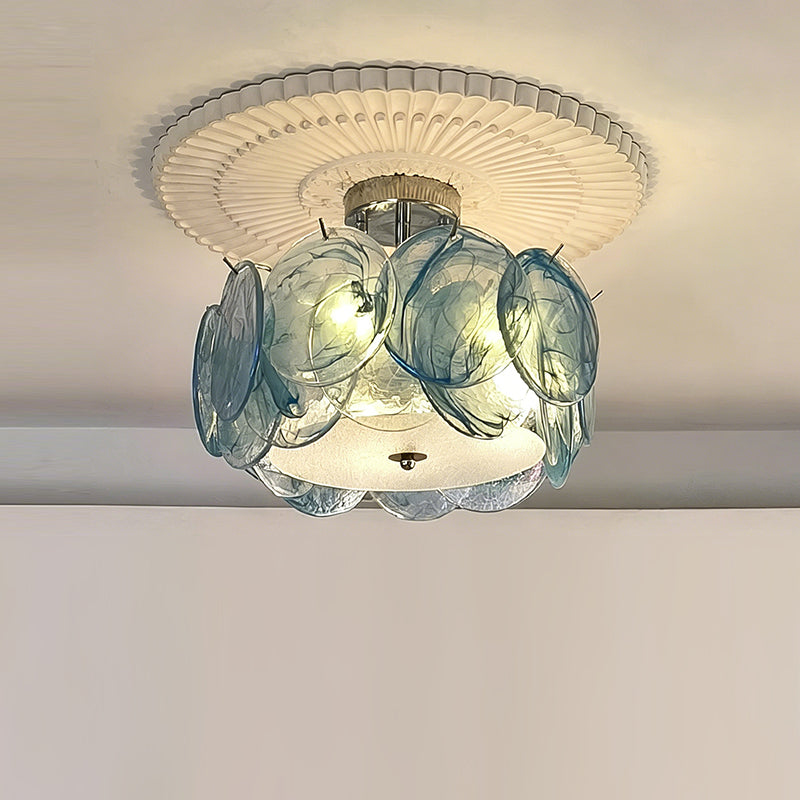 Flush Mount Ceiling Light Fixture with Glass Shade, Modern LED Compatible Semi-Flush Ceiling Lamp for Bedroom Kitchen Hallway Dining Room | Lonoma