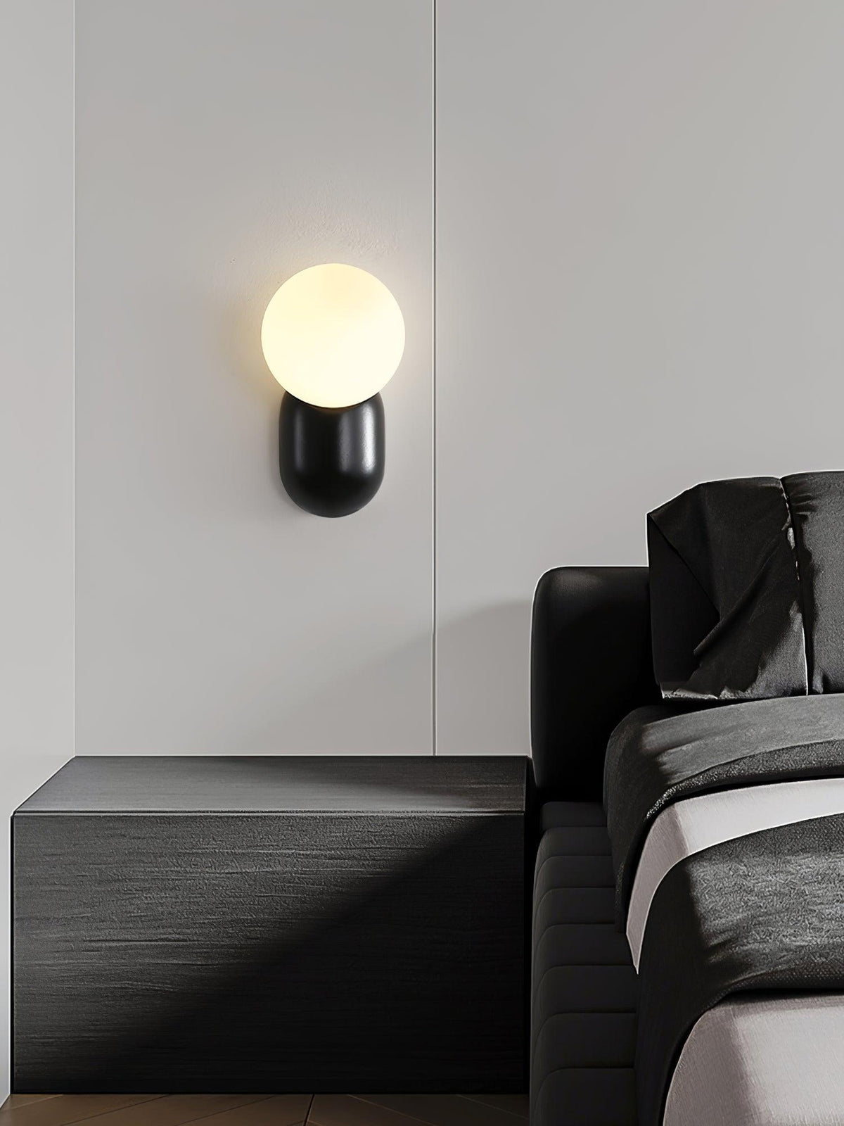 Spherical Resin Wall Light Fixture with Glass Globe – Modern Single-Bulb Sconce for Bathroom, Hallway, Bedroom – Dimmable G9 Socket | Lonoma