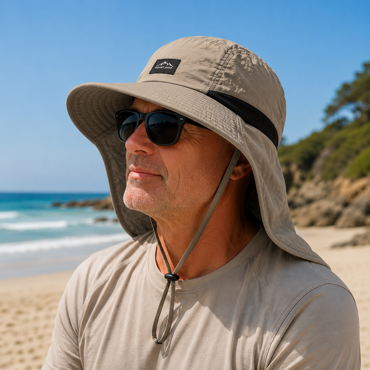 Sun Hat with Neck Flap UPF 50+ Protection Wide Brim Breathable Adjustable Foldable for Hiking Fishing Golf Beach Outdoor Activities Men Women | Lonoma