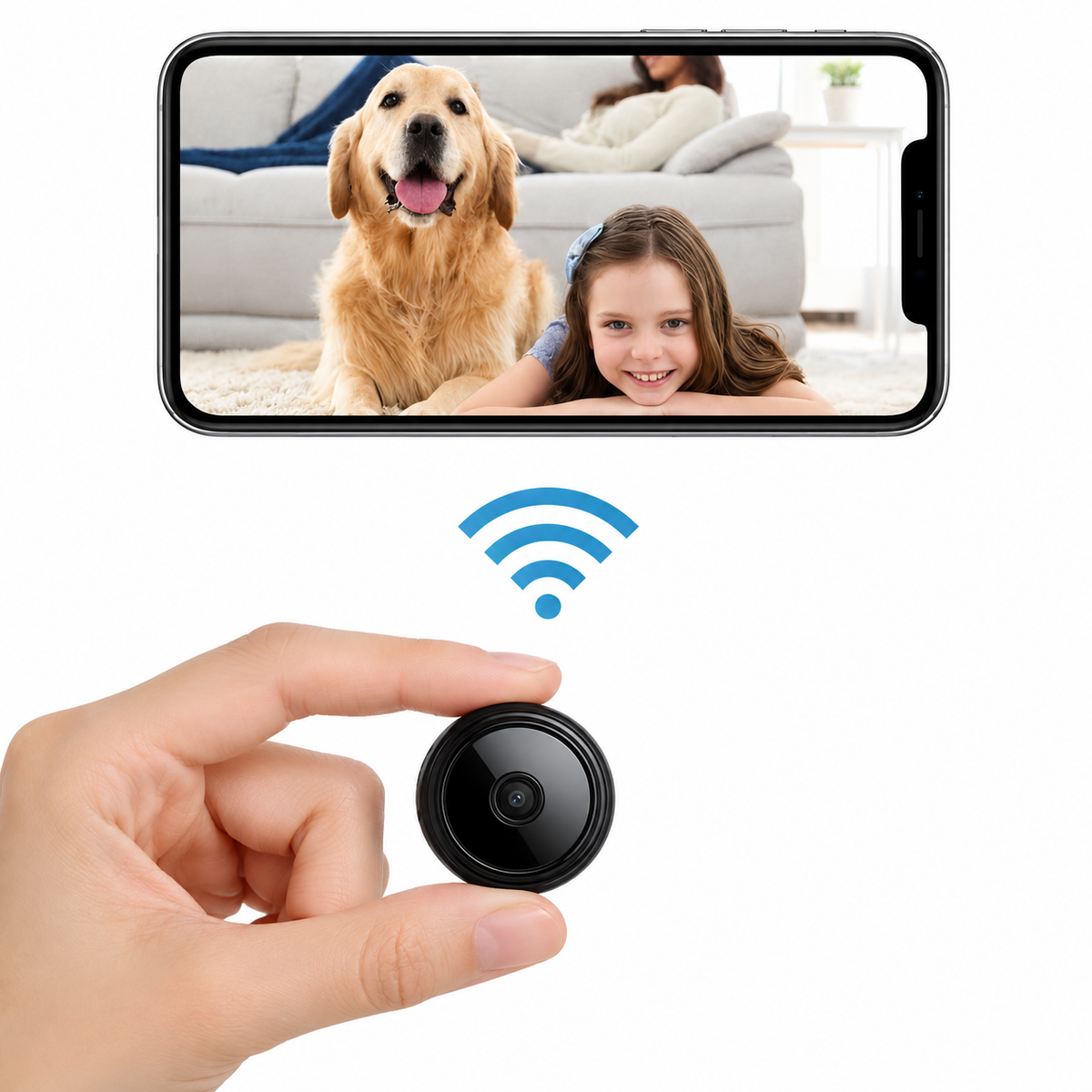 Wireless Security Camera HD Night Vision, Indoor Outdoor Mini Home Surveillance Cam with Motion Detection & Smartphone App | Lonoma