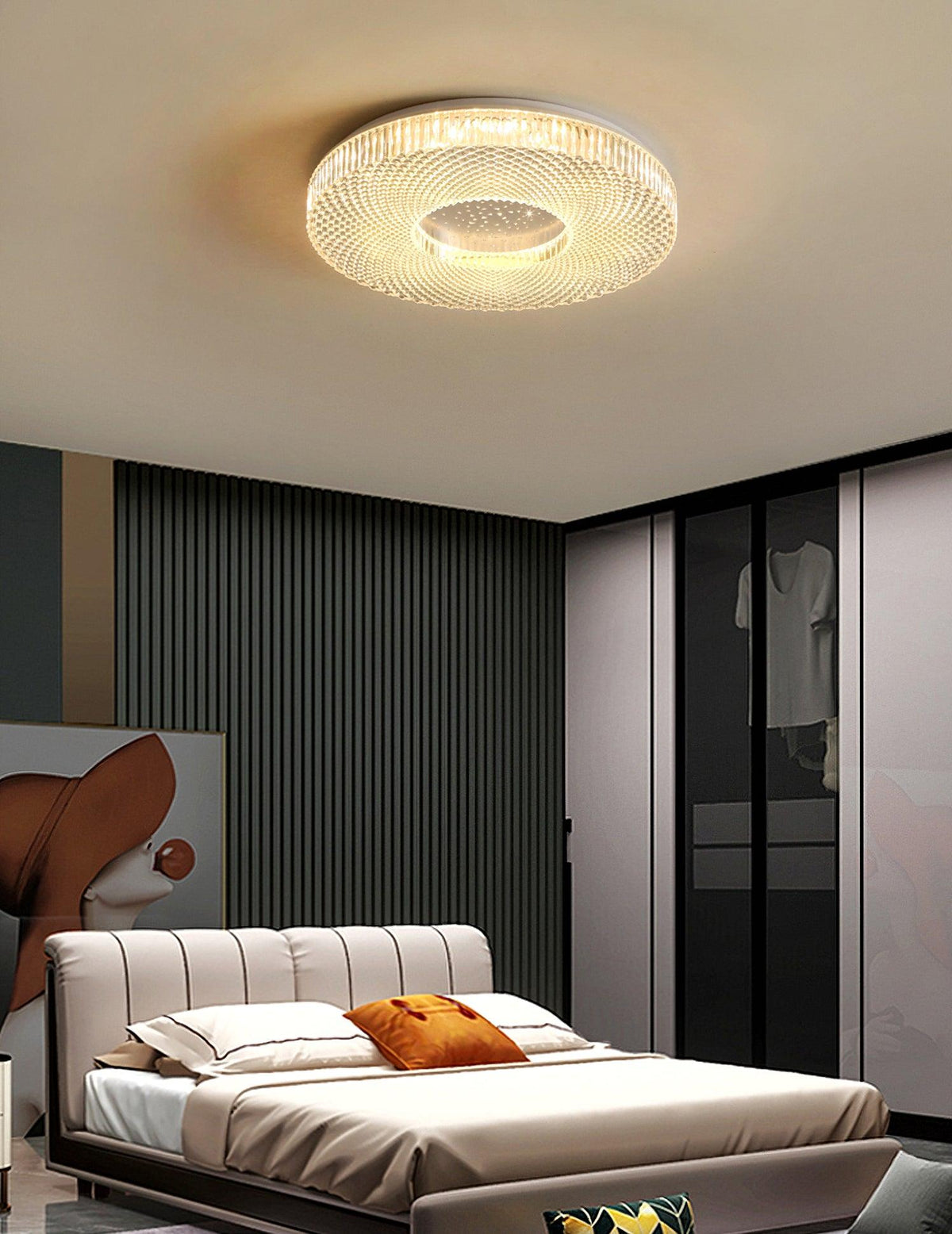 Modern LED Flush Mount Ceiling Light Fixture Acrylic Diffuser Round Panel for Bedroom Entryway Hallway Contemporary Design Gold White | Lonoma