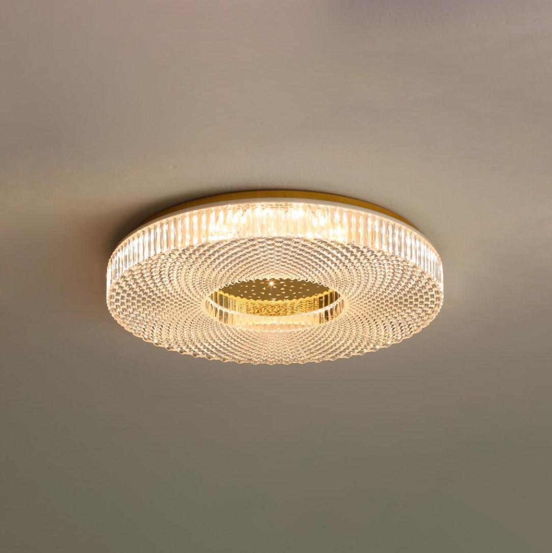 Modern LED Flush Mount Ceiling Light Fixture Acrylic Diffuser Round Panel for Bedroom Entryway Hallway Contemporary Design Gold White | Lonoma