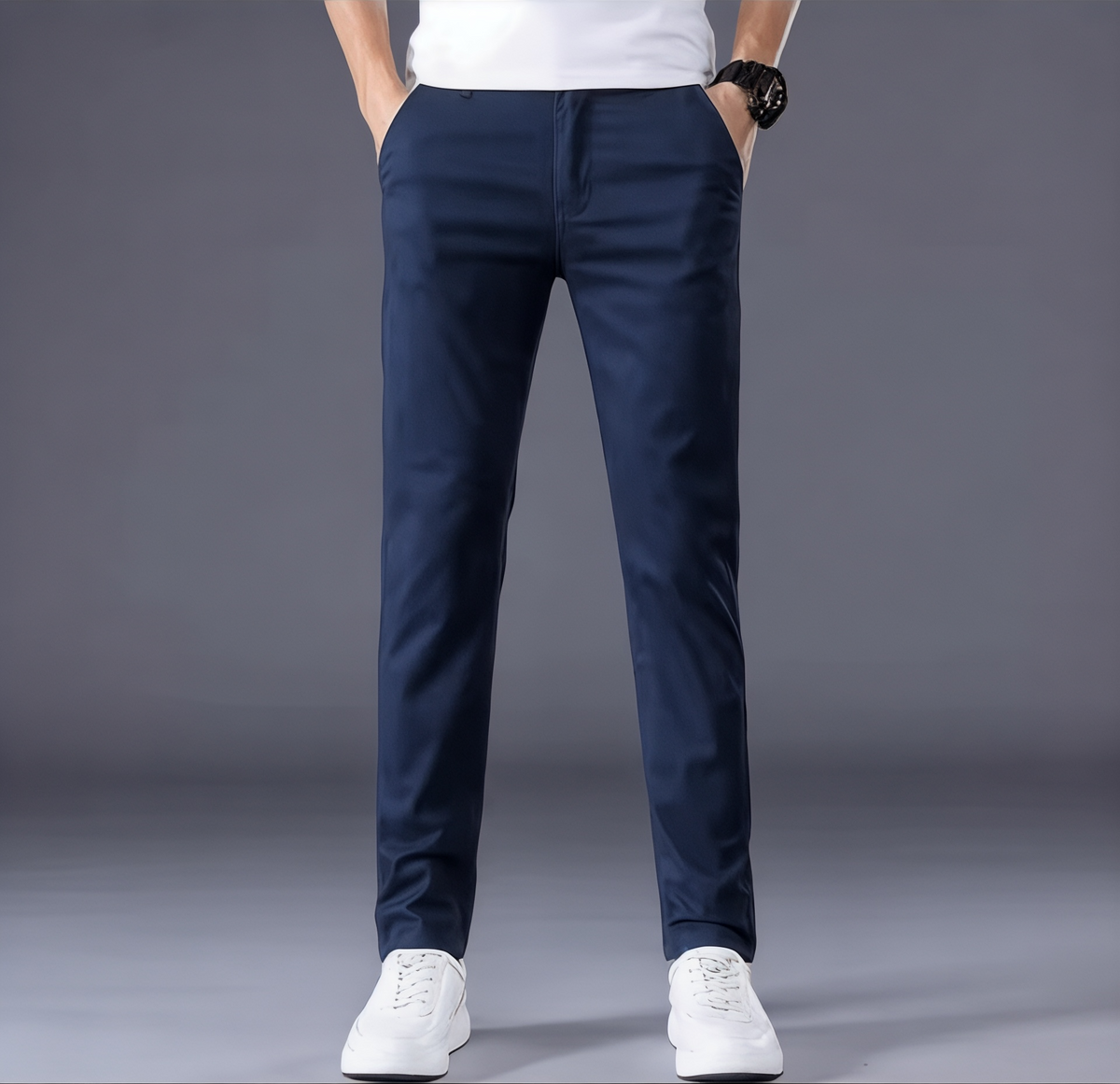 Men's Dress Pants Tailored Straight Leg Business Trousers with Belt Loops for Office Work Professional Everyday Wear | Lonoma