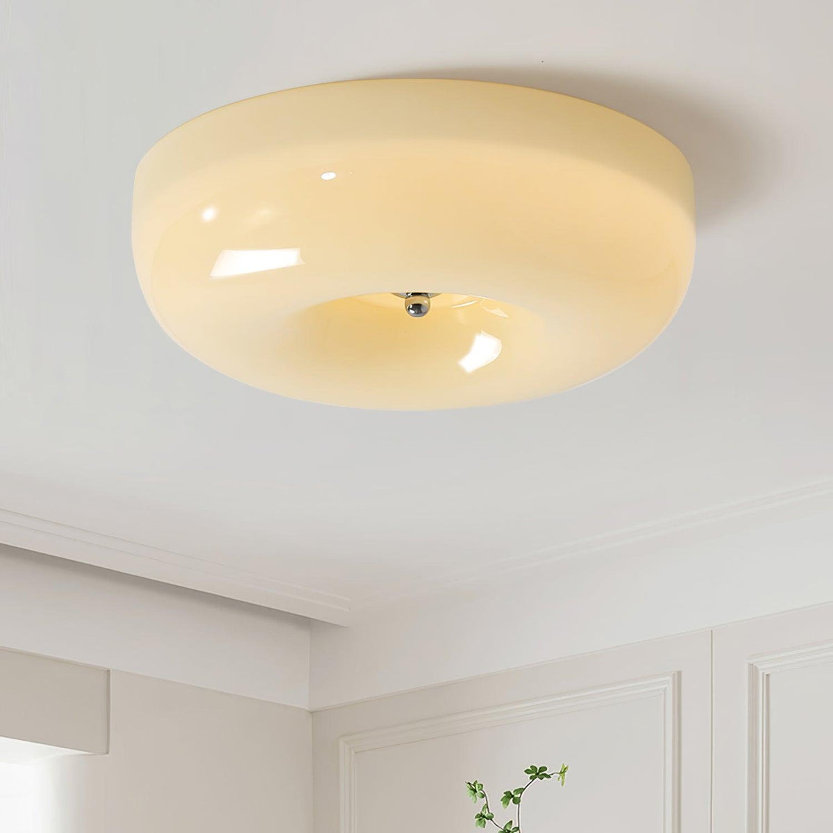 Flush Mount LED Ceiling Light with Swirled Glass Shade – Modern Low Profile Design for Bedroom, Hallway, Kitchen – Chrome Finish | Lonoma