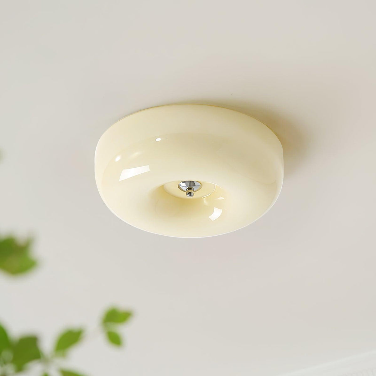 Flush Mount LED Ceiling Light with Swirled Glass Shade – Modern Low Profile Design for Bedroom, Hallway, Kitchen – Chrome Finish | Lonoma