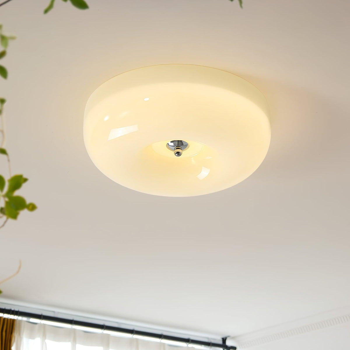 Flush Mount LED Ceiling Light with Swirled Glass Shade – Modern Low Profile Design for Bedroom, Hallway, Kitchen – Chrome Finish | Lonoma