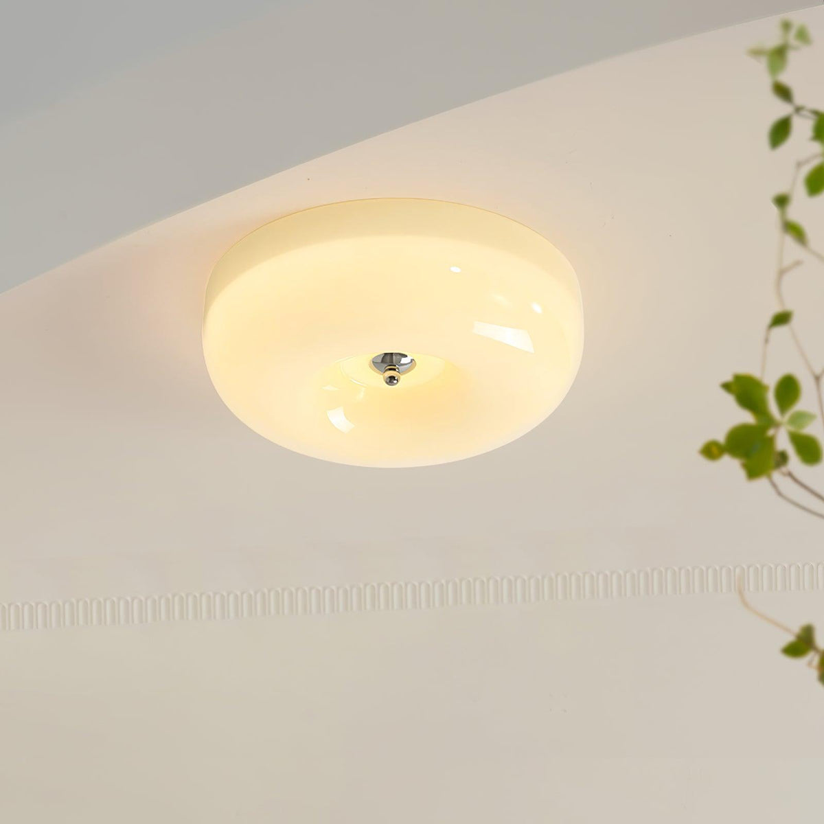 Flush Mount LED Ceiling Light with Swirled Glass Shade – Modern Low Profile Design for Bedroom, Hallway, Kitchen – Chrome Finish | Lonoma