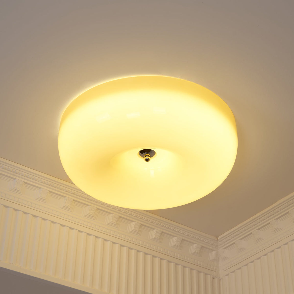 Glass Button Ceiling Light Fixture, Round Flush Mount LED Lamp for Bedroom, Kitchen, Hallway, Integrated Modern Overhead Lighting | Lonoma