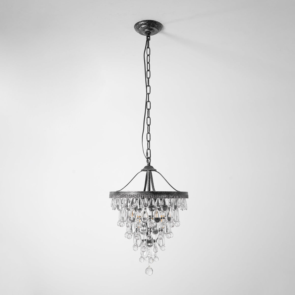 Crystal Drop Chandelier Antique Bronze Finish Multi Light Pendant Dining Room Living Room Foyer Statement Lighting Adjustable Chain | Lonoma