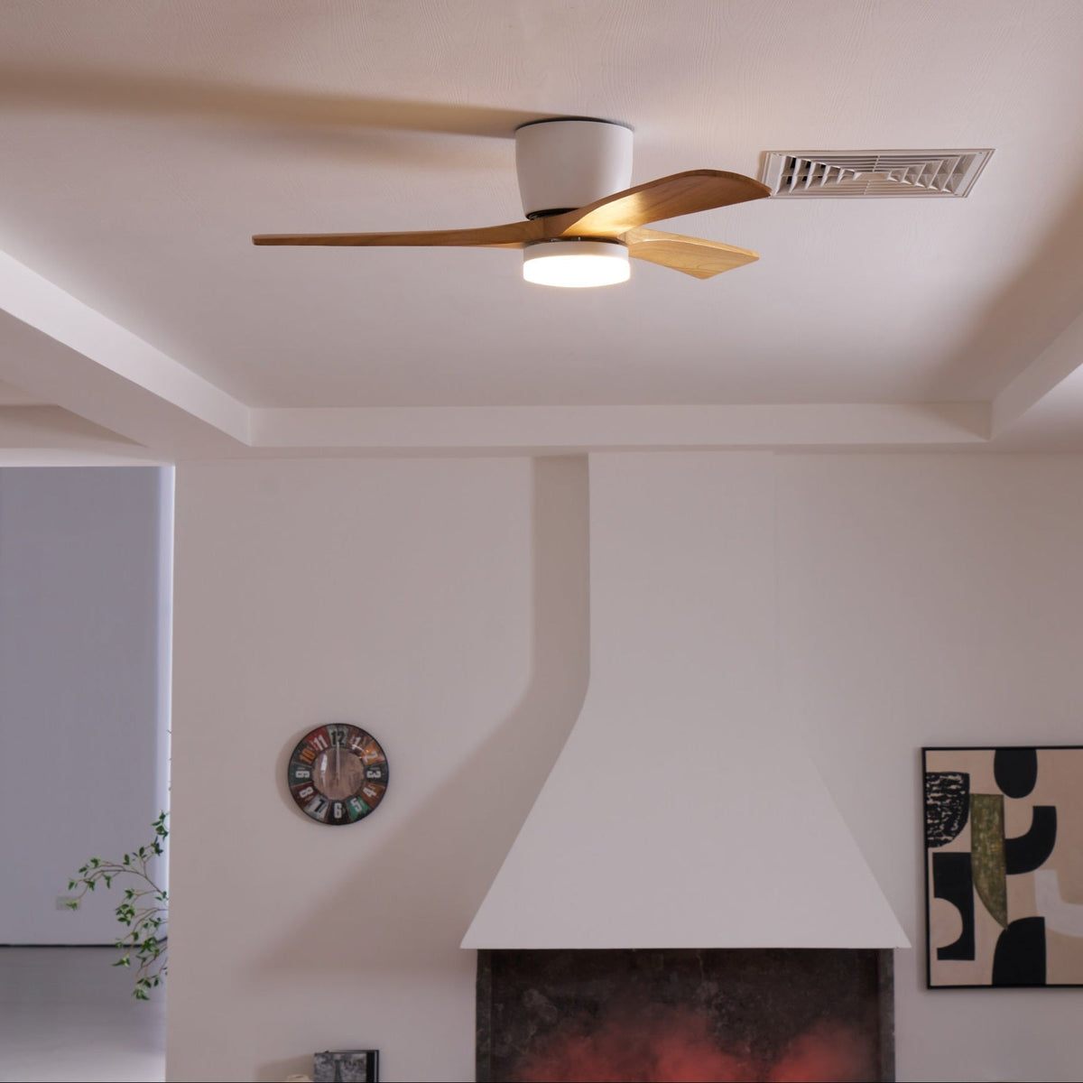 42-52 Inch Modern Ceiling Fan with Dimmable LED Light | 6-Speed Reversible DC Motor | Sycamore Wood Blades | Remote Control Included | Lonoma
