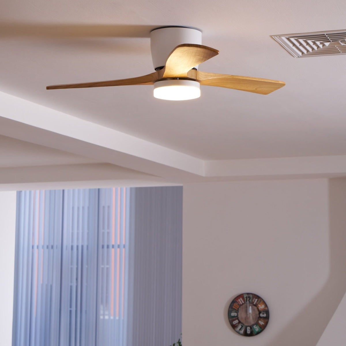 42-52 Inch Modern Ceiling Fan with Dimmable LED Light | 6-Speed Reversible DC Motor | Sycamore Wood Blades | Remote Control Included | Lonoma