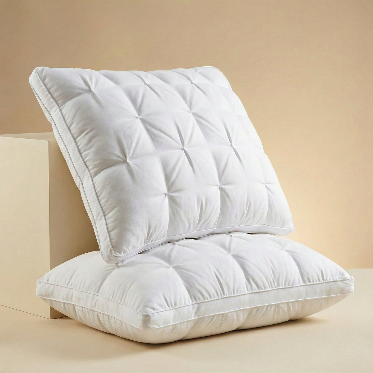 Goose Down Sleep Pillow with Natural Cotton Shell for Side, Back & Stomach Sleepers | Lonoma