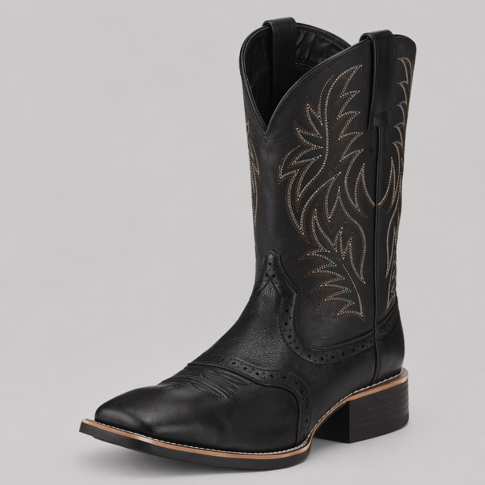 Men's Pointed Toe Cowboy Boots with Embroidery Detail for Western Style | Lonoma