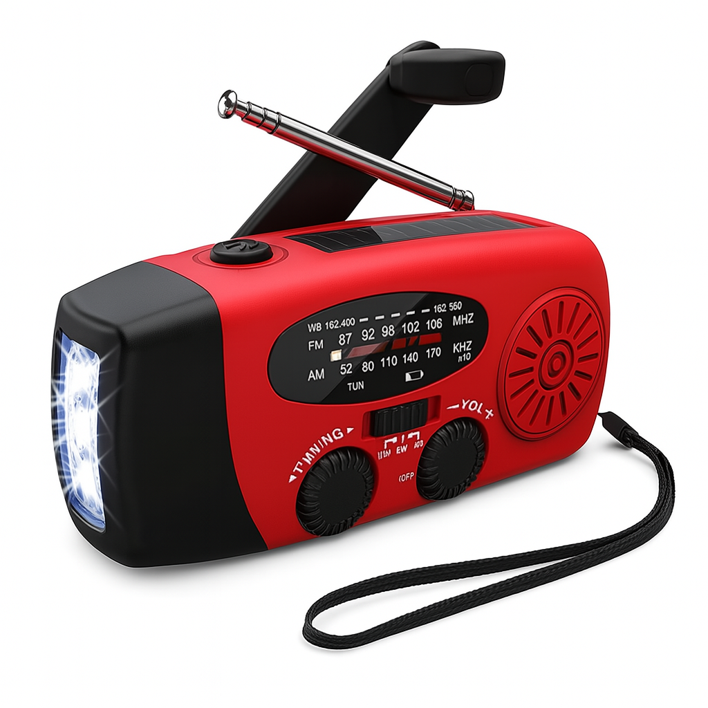 Self-Powered Weather Radio AM FM Crank Solar Flashlight Phone Charger Emergency Survival Gear Backup Power USB-C Portable Outdoor Camping Kit | Lonoma