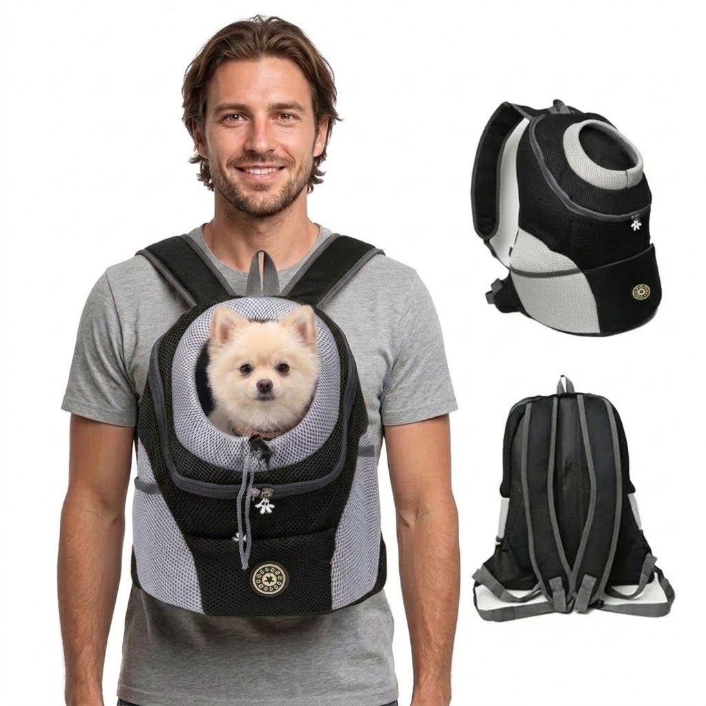 Dog Carrier Backpack for Pets Up to 22 lb Mesh Ventilation Hip Support Safety Leash Adjustable Straps for Hiking Travel | Lonoma