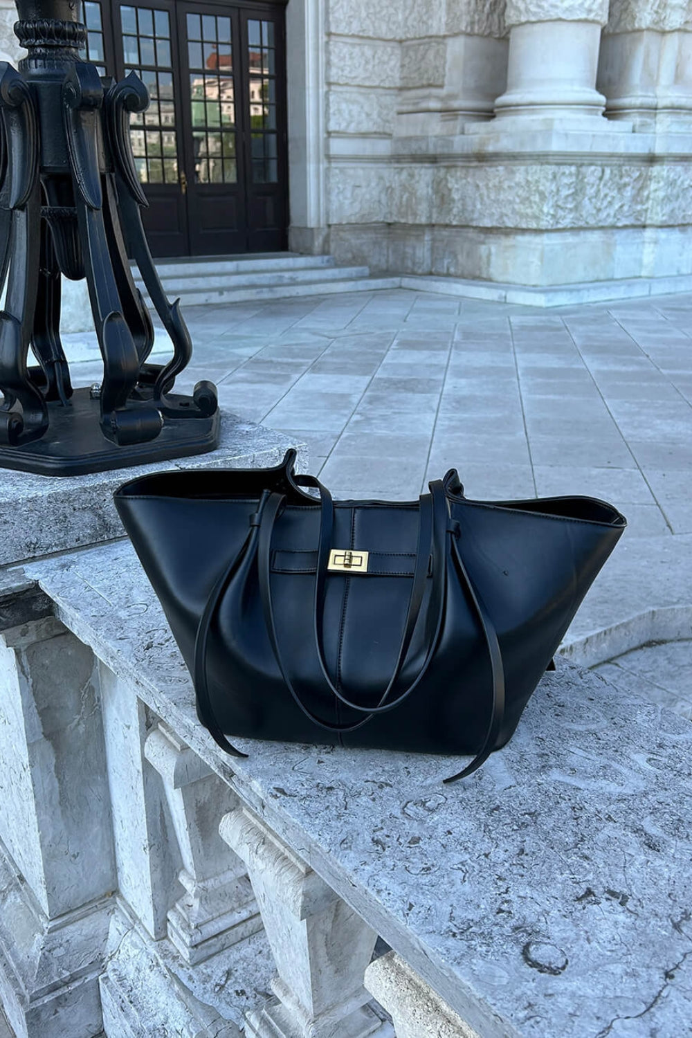 Structured Leather Shoulder Tote with Hardware Accent – Large Carryall for Work, Travel & Everyday | Lonoma