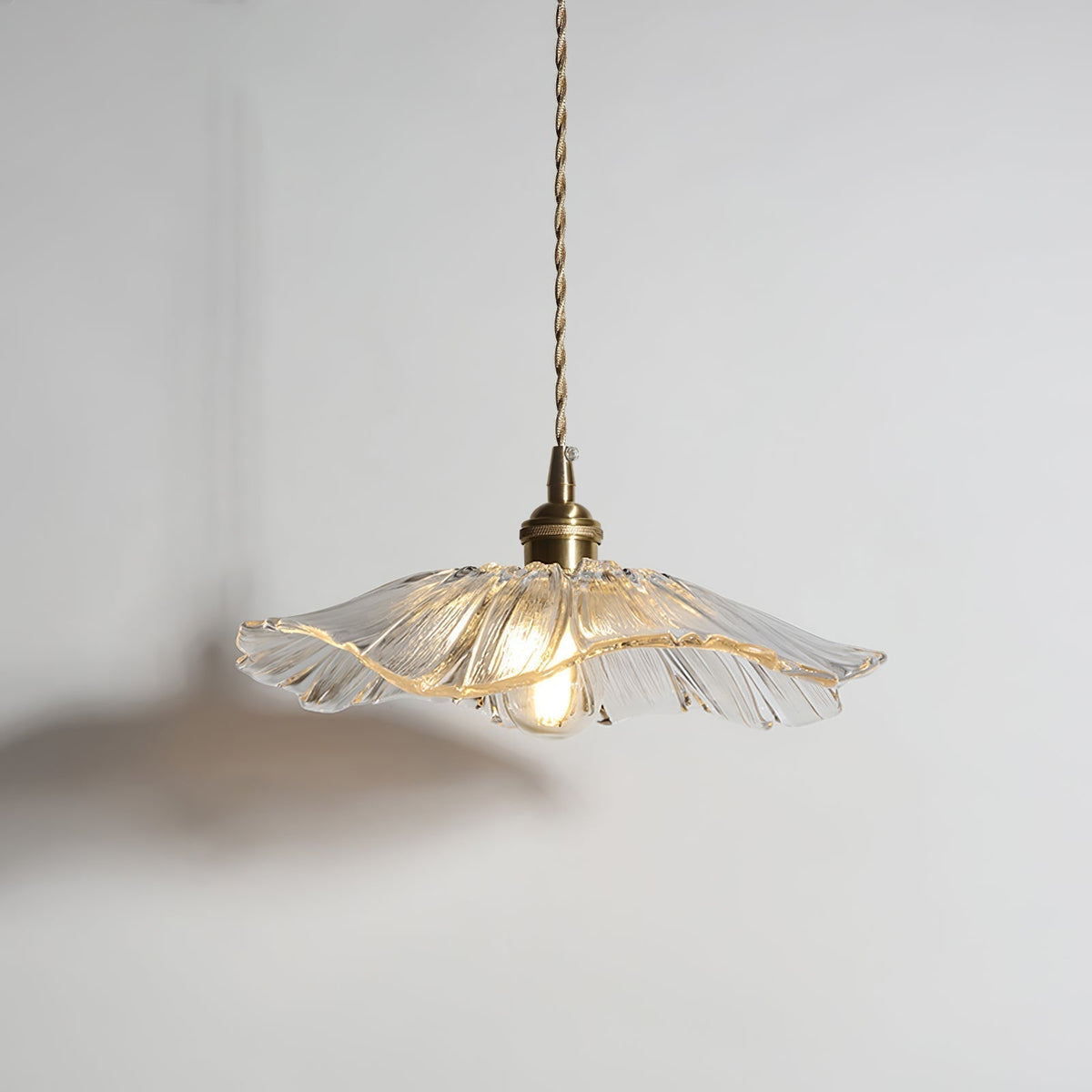 Floral Glass Flush Mount or Drop Ceiling Light with Brass Accents – Clear, Green or Pink Petal Shades for Bedroom, Dining Room | Lonoma