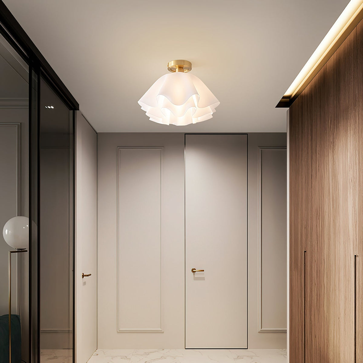 Flower-Shaped Ceiling Light Fixture Modern Sculptural Flush Mount E26 Base Indoor Metal Acrylic Shade for Bedroom Hallway Entryway | Lonoma