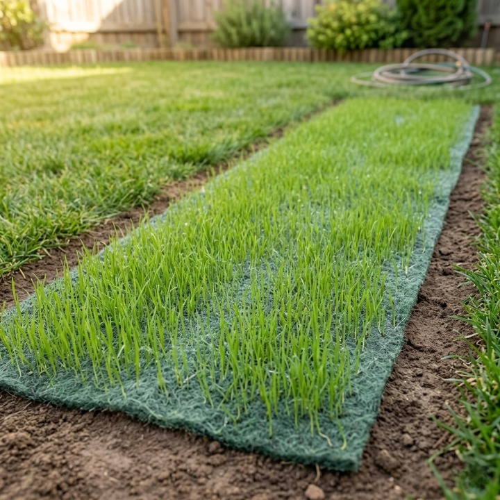 Biodegradable Grass Seed Mat 118 × 7.9 in for Lawn Bare Spot Repair Erosion Control Roll-Out Turf Restoration Eco-Friendly Garden Seeding | Lonoma
