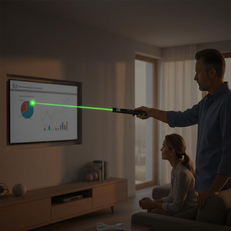 Rechargeable Laser Pointer with Adjustable Focus, Green or Red Beam, Metal Body, Key Lock for Presentations, Astronomy & Stargazing | Lonoma