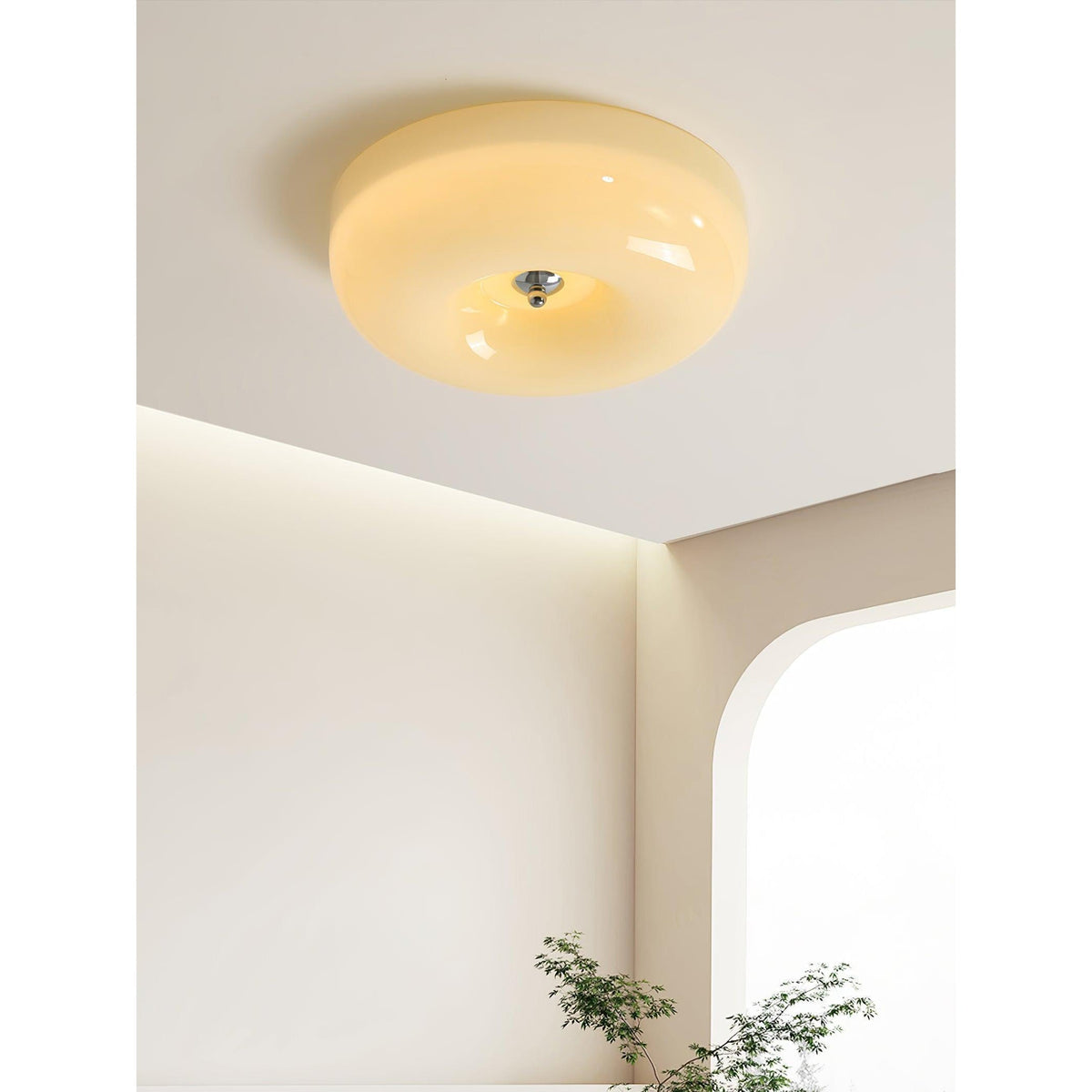 Glass Button Ceiling Light Fixture, Round Flush Mount LED Lamp for Bedroom, Kitchen, Hallway, Integrated Modern Overhead Lighting | Lonoma