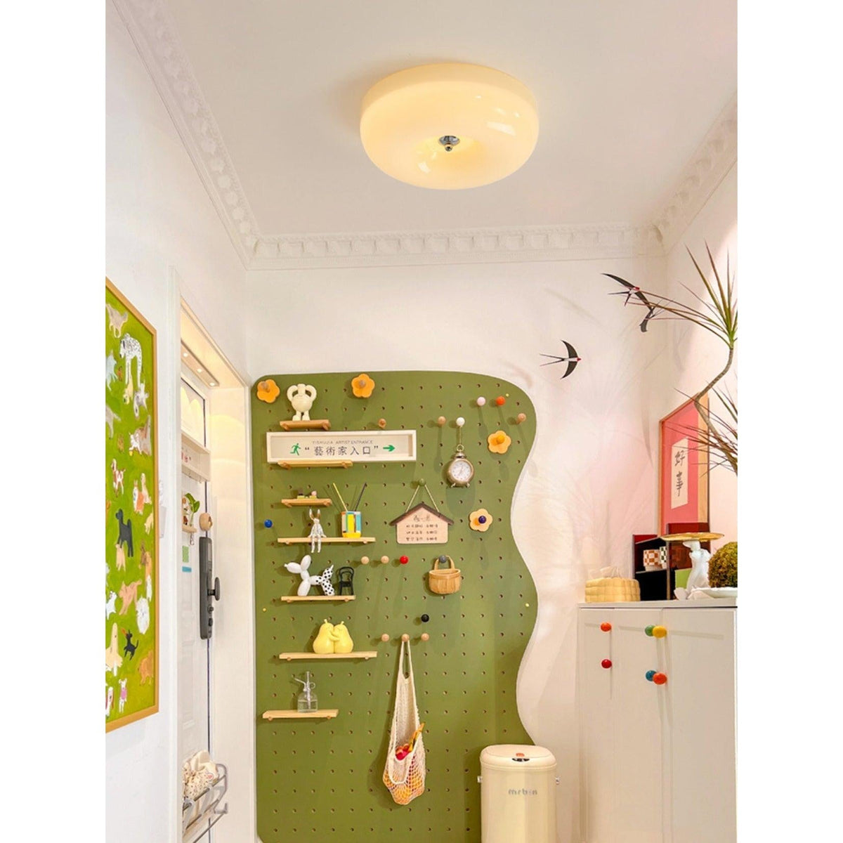 Glass Button Ceiling Light Fixture, Round Flush Mount LED Lamp for Bedroom, Kitchen, Hallway, Integrated Modern Overhead Lighting | Lonoma