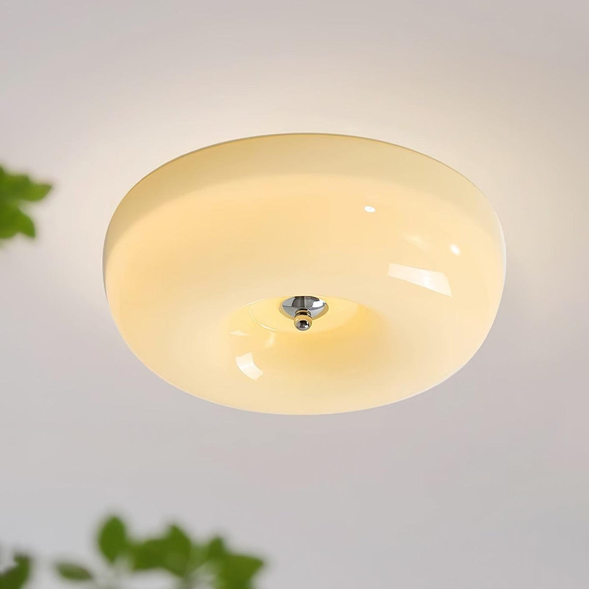 Glass Button Ceiling Light Fixture, Round Flush Mount LED Lamp for Bedroom, Kitchen, Hallway, Integrated Modern Overhead Lighting | Lonoma