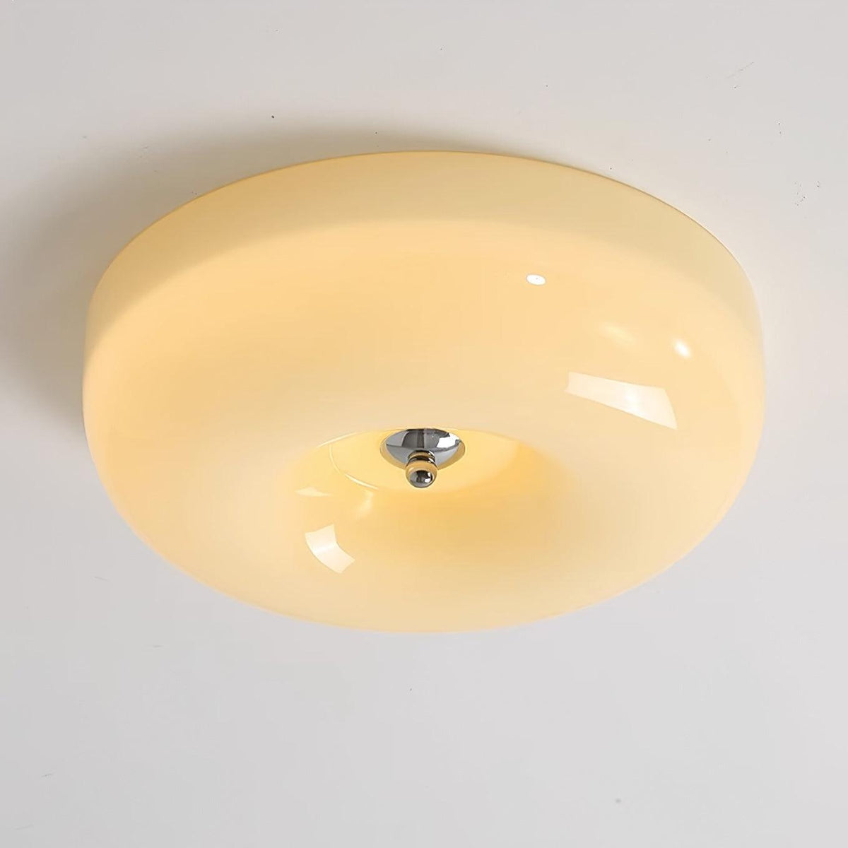 Glass Button Ceiling Light Fixture, Round Flush Mount LED Lamp for Bedroom, Kitchen, Hallway, Integrated Modern Overhead Lighting | Lonoma