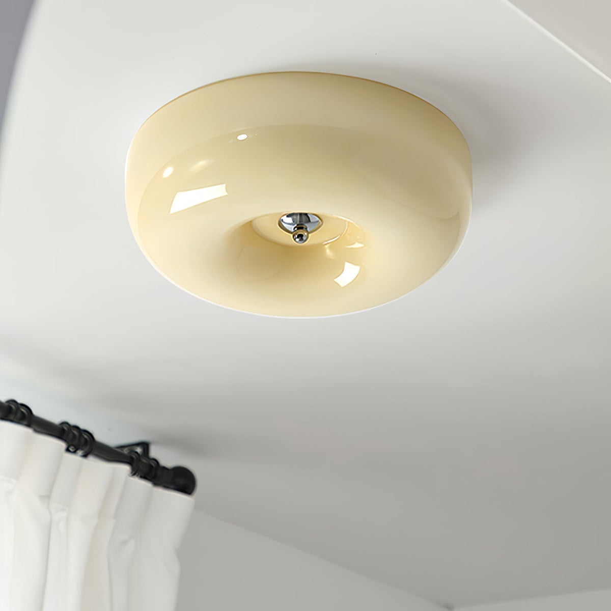 Glass Button Ceiling Light Fixture, Round Flush Mount LED Lamp for Bedroom, Kitchen, Hallway, Integrated Modern Overhead Lighting | Lonoma