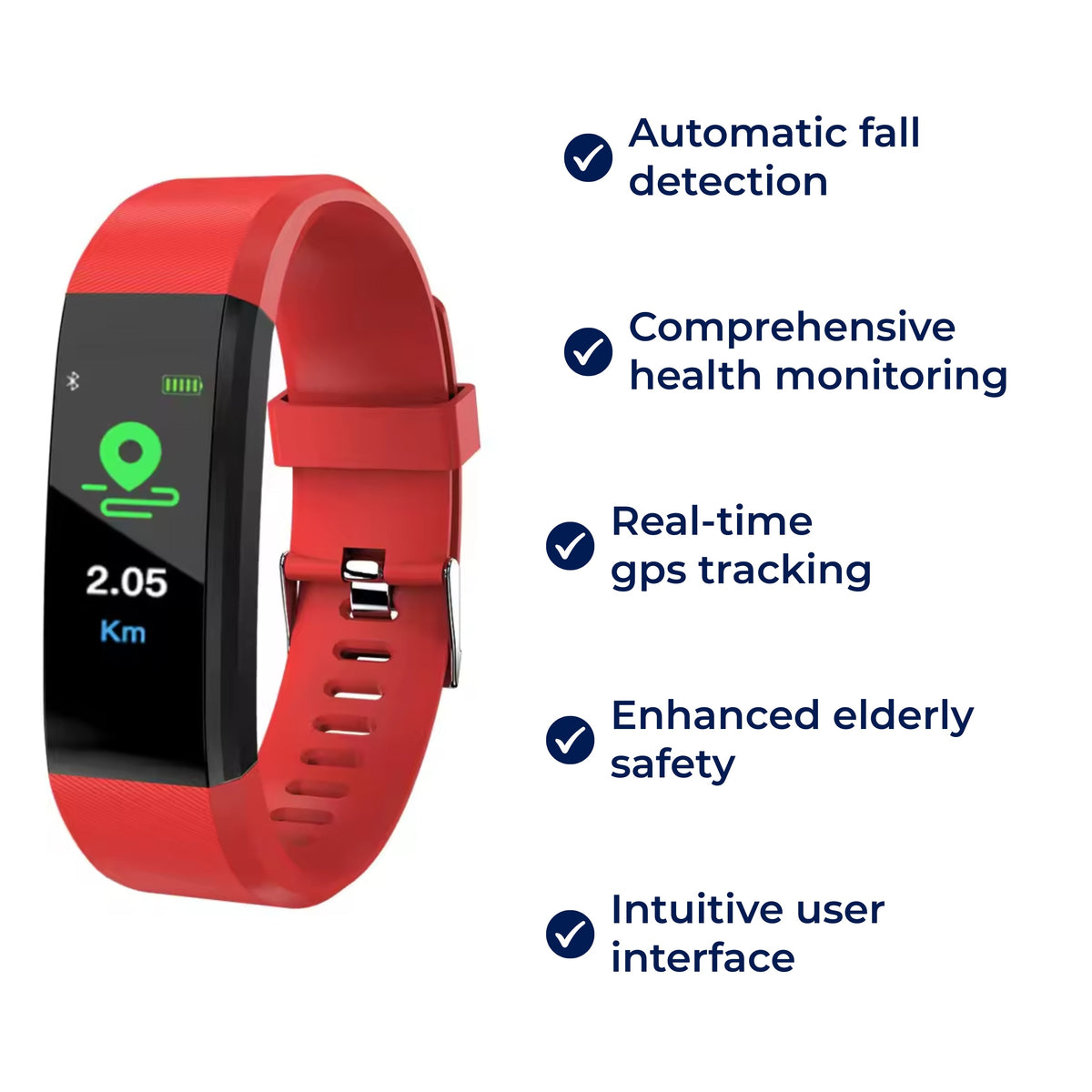 Emergency Alert Smartwatch for Elderly with Fall Detection GPS Heart Rate Monitor SOS Button Health Tracker | Lonoma