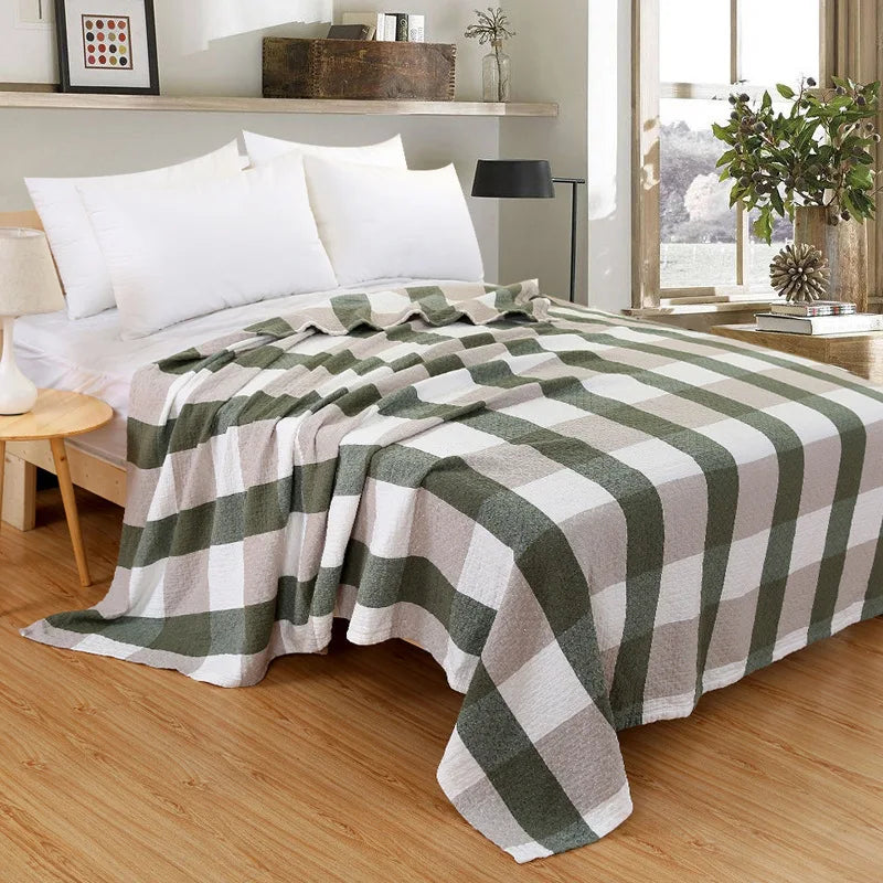 Cotton Gauze Throw Blanket Plaid Lightweight Muslin Blanket for Couch Bed Travel All-Season Soft Woven Coverlet 100% Cotton | Lonoma