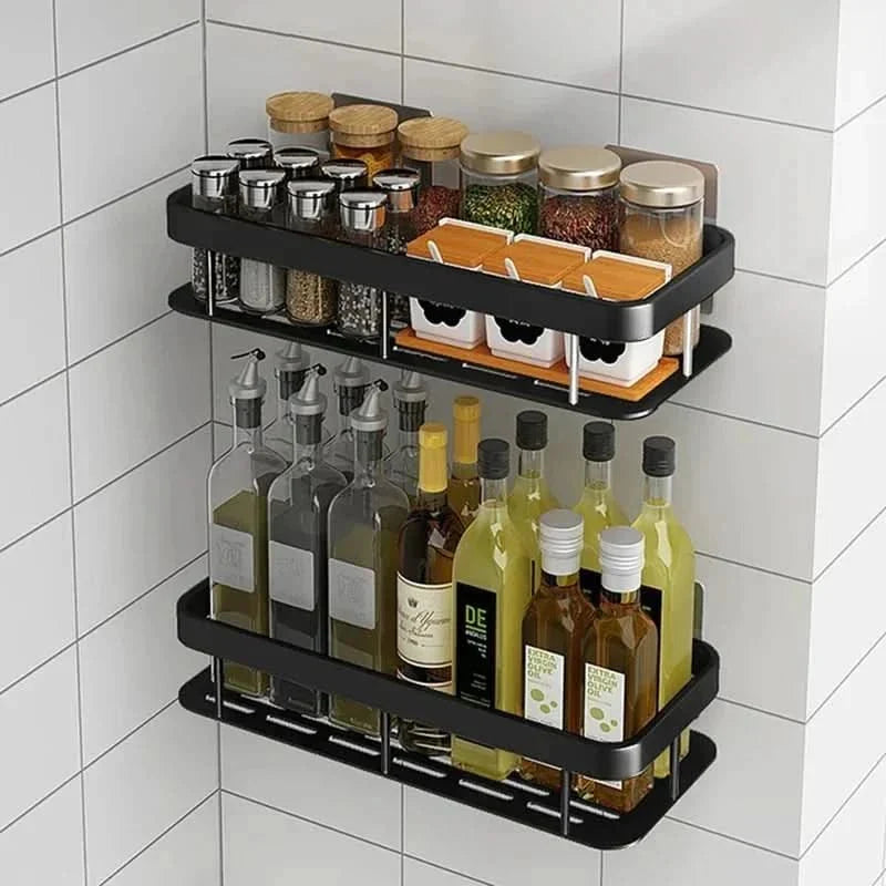 Adhesive Bathroom Shelf Corner Triangle Rectangle Organizer No Drill ABS Stainless Steel for Shower Wall | Lonoma
