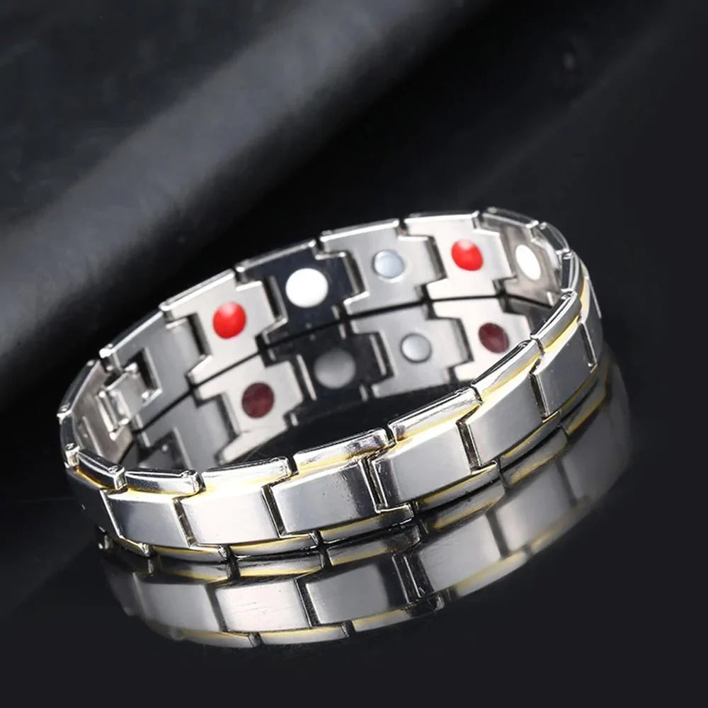 Magnetic Hematite Stainless Steel Bracelet, Waterproof Adjustable Hook Clasp Wristband for Men & Women, Minimalist Everyday Jewelry | Lonoma