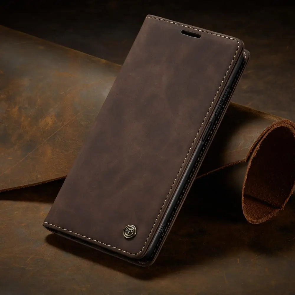 Magnetic Flip Wallet Phone Case for Samsung Galaxy with Card Slots and Kickstand Premium Faux Leather Folio Cover | Lonoma