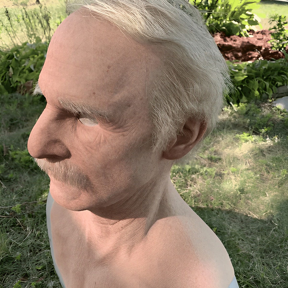 Full Head Character Mask with Hair Realistic Latex Halloween Costume Mask for Adults Cosplay Party Theater Old Man Woman Santa Claus Witch | Lonoma