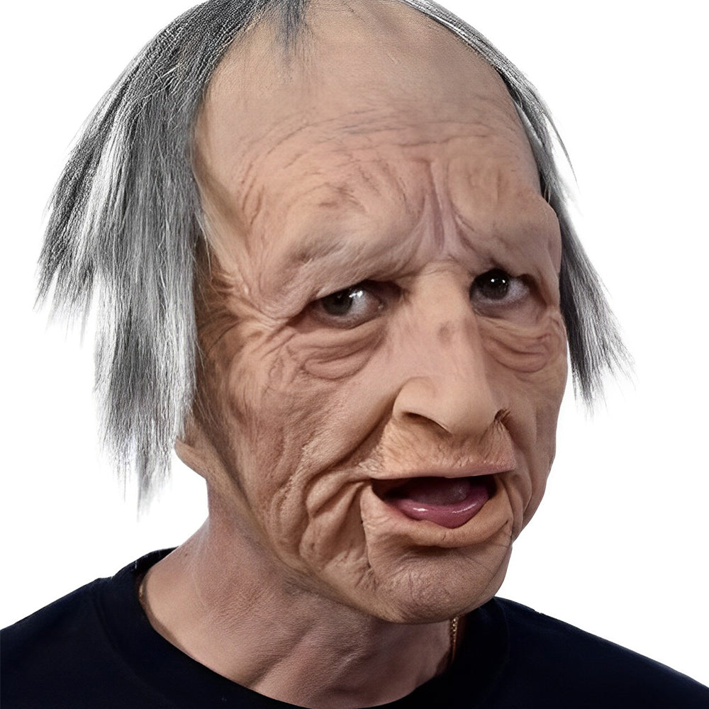 Full Head Character Mask with Hair Realistic Latex Halloween Costume Mask for Adults Cosplay Party Theater Old Man Woman Santa Claus Witch | Lonoma