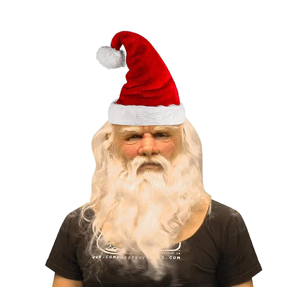 Full Head Character Mask with Hair Realistic Latex Halloween Costume Mask for Adults Cosplay Party Theater Old Man Woman Santa Claus Witch | Lonoma