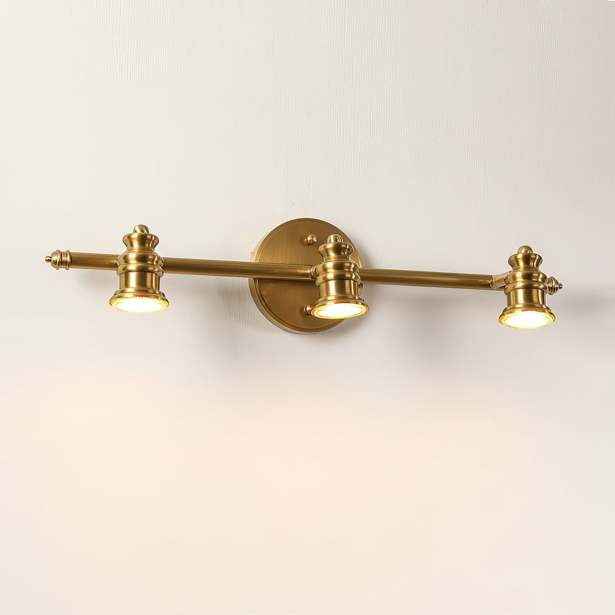 Adjustable Brass Wall Sconce with Multiple Spotlights – Indoor Track Light Fixture for Living Room, Bedroom & Hallway – Hardwired MR16 Lamp | Lonoma