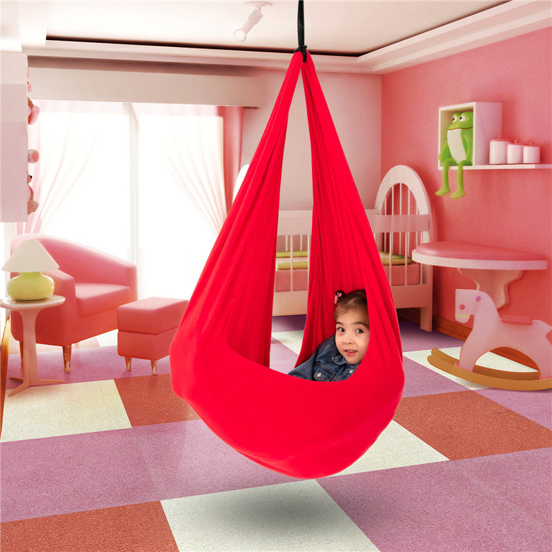 Kids Hammock Swing Chair Organic Cotton Sensory Pod for Calm Relaxation Therapy Development Cocoon Seat Indoor Hanging | Lonoma