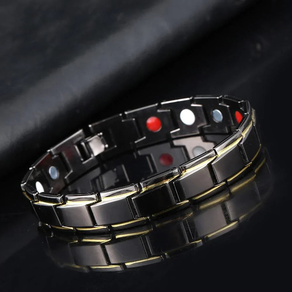 Magnetic Bracelet with Hematite Stones and Stainless Steel Links for Men and Women | Lonoma
