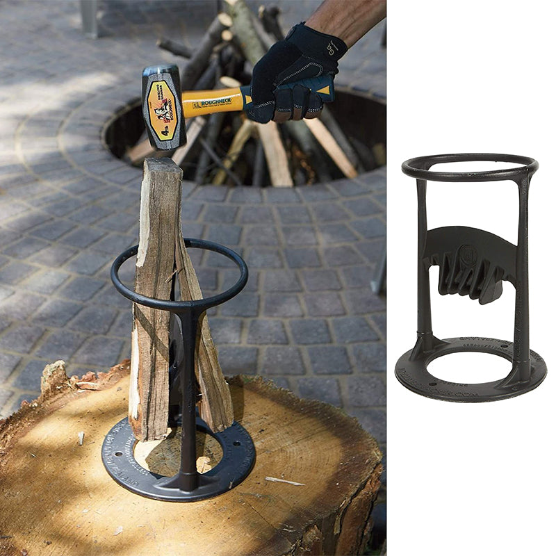 Cast Iron Log Splitter, 10.5 in Manual Wood Splitting Wedge with Safety Ring for Firewood, Fireplace, Wood Stove and Camping | Lonoma