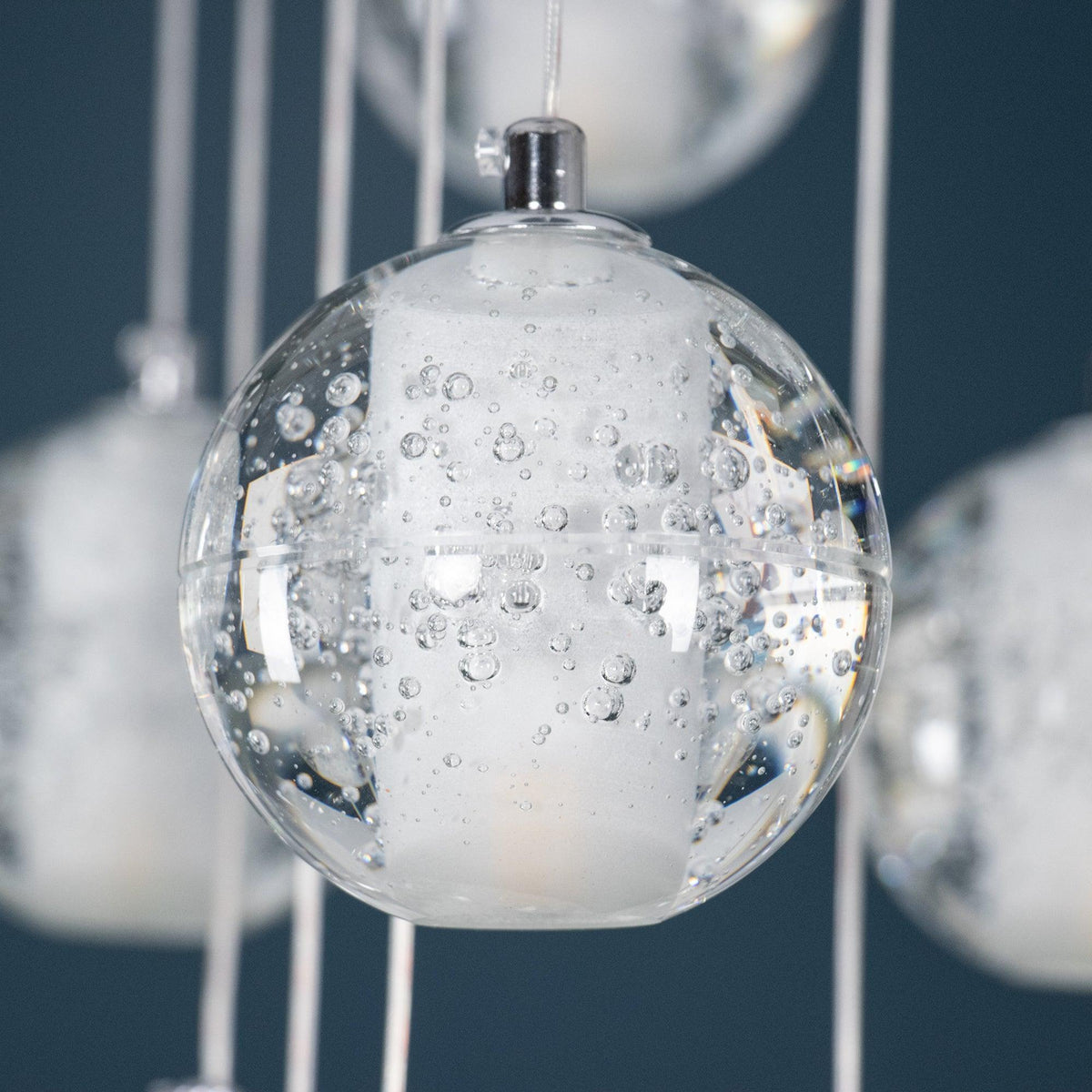 Sparkling Glass Globe Multi-Light Chandelier with Adjustable Hanging Drop & Chrome Frame for Dining Room, Entryway, Stairwell | Lonoma