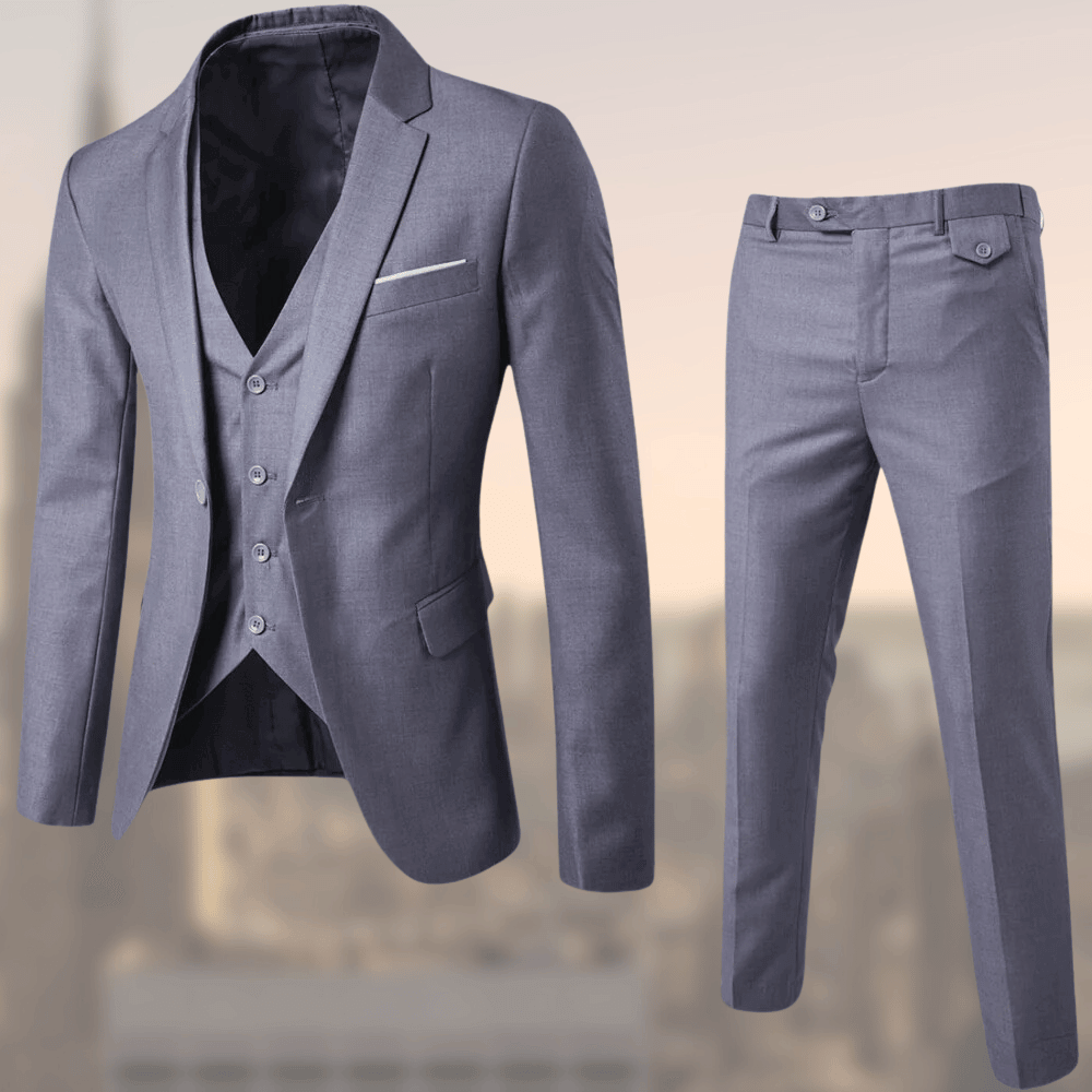 Men's Three-Piece Suit Jacket Vest Pants Set Modern Formal Business Wedding Outfit with Button Closures Multiple Colors Professional Attire | Lonoma