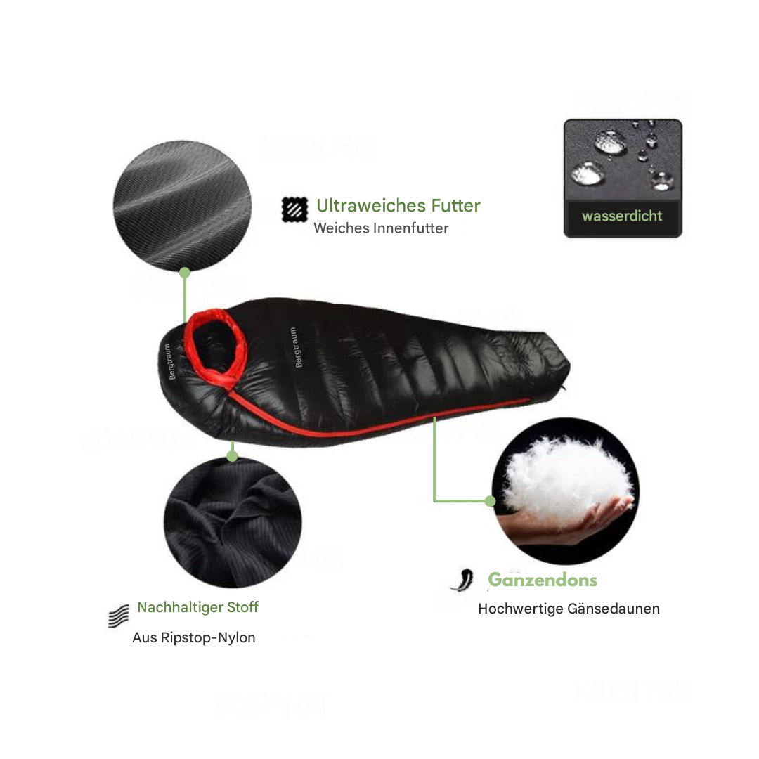 Lightweight Down Sleeping Bag for Camping & Backpacking – 4-Season Insulation with Adjustable Hood & Foot Box | Lonoma