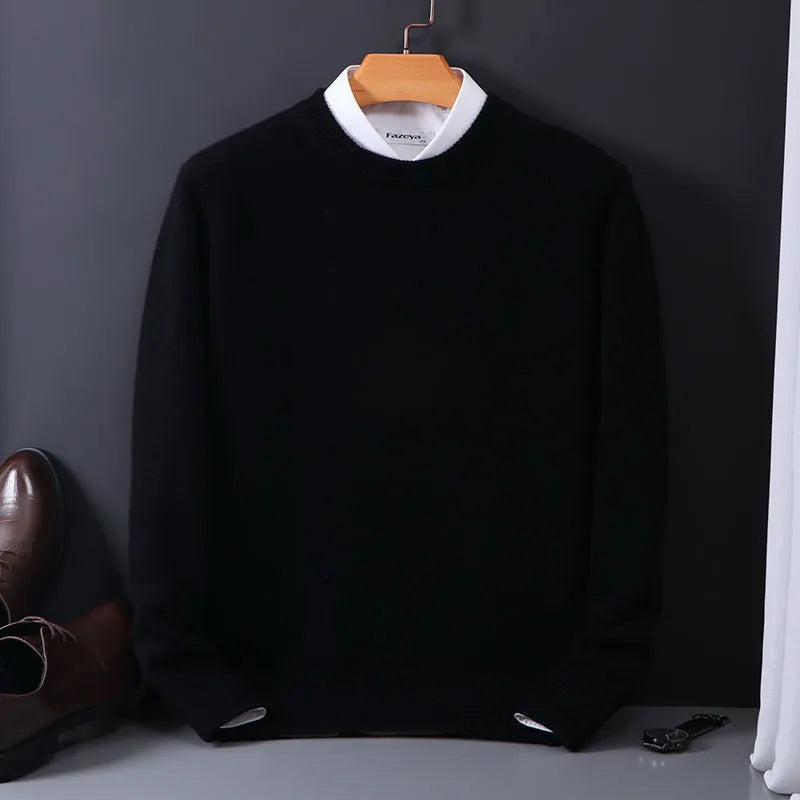 Men's Premium Cashmere Crewneck Sweater - Classic Pullover for Work, Casual Everyday Style, Business & Leisure | Lonoma