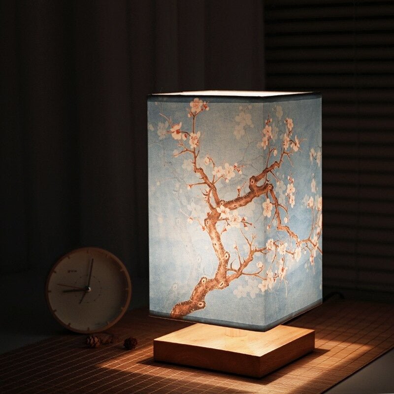 Woven Bamboo Table Lamp, Japandi Zen Bedside Lamp with Natural Wood Base for Bedroom, Desk, Nightstand & Ambient Lighting | Lonoma