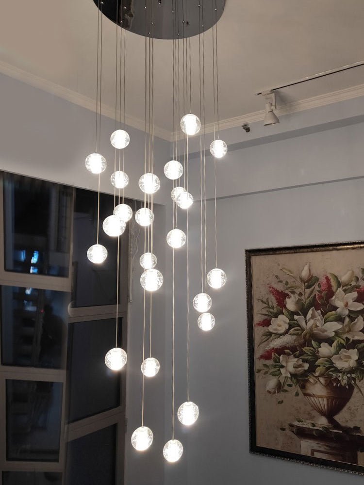 Sparkling Glass Globe Multi-Light Chandelier with Adjustable Hanging Drop & Chrome Frame for Dining Room, Entryway, Stairwell | Lonoma