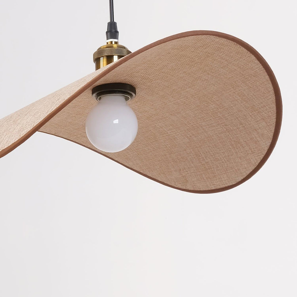 Hanging Ceiling Light with Linen Drum Shade and Wood Accent for Dining Room Kitchen Island Bedroom Modern Farmhouse Fixture | Lonoma